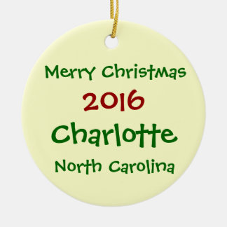 CHARLOTTE NORTH CAROLINA CHRISTMAS ORNAMENT 2016