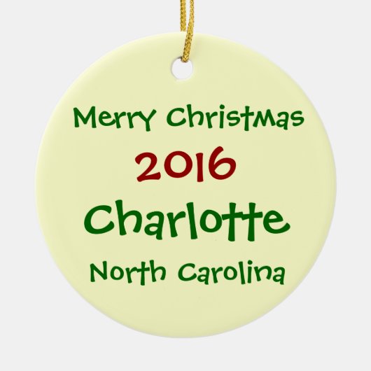 CHARLOTTE NORTH CAROLINA CHRISTMAS ORNAMENT 2016 (Voorkant)