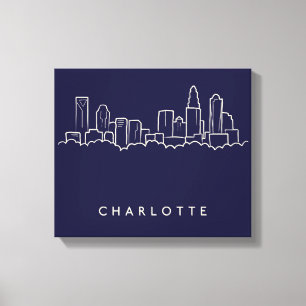 Charlotte, North Carolina City Skyline Canvas Afdruk