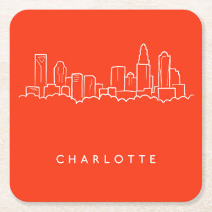 Charlotte, North Carolina City Skyline Kartonnen Onderzetters
