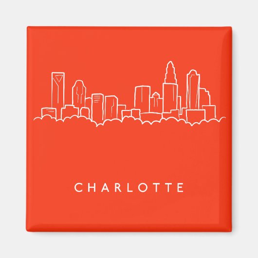Charlotte, North Carolina City Skyline Magneet (Voorkant)