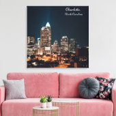 Charlotte North Carolina City Skyline Night Canvas Afdruk (Insitu (Woonkamer))