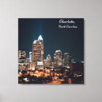 Charlotte North Carolina City Skyline Night
