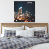 Charlotte North Carolina City Skyline Night Canvas Afdruk (Insitu (Slaapkamer))