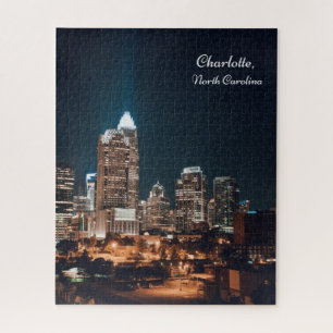 Charlotte North Carolina City Skyline Night Legpuzzel