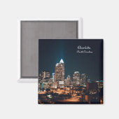 Charlotte North Carolina City Skyline Night Magneet (Voorkant / Achterkant)
