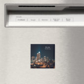 Charlotte North Carolina City Skyline Night Magneet (Insitu (Vaatwasser))