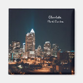 Charlotte North Carolina City Skyline Night Magneet (Voorkant)