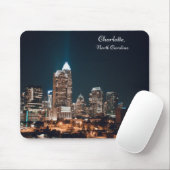 Charlotte North Carolina City Skyline Night Muismat (Met muis)