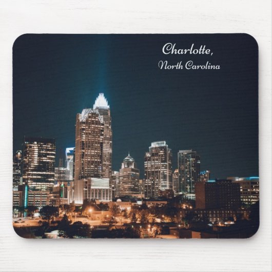 Charlotte North Carolina City Skyline Night Muismat (Voorkant)