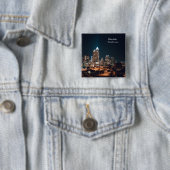 Charlotte North Carolina City Skyline Night Vierkante Button 5,1 Cm (In situ)