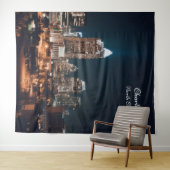 Charlotte North Carolina City Skyline Night Wandkleed (In Situ (horizontaal))