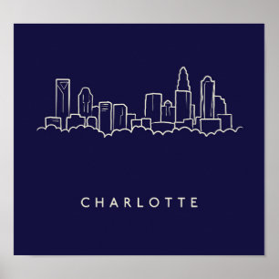 Charlotte, North Carolina City Skyline Poster