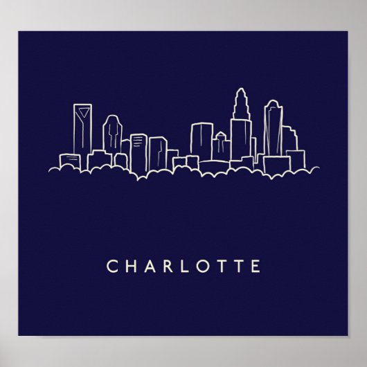 Charlotte, North Carolina City Skyline Poster (Voorkant)