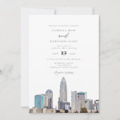 CHARLOTTE NORTH CAROLINA City Skyline Wedding Kaart (Voorkant)