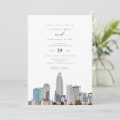 CHARLOTTE NORTH CAROLINA City Skyline Wedding Kaart (Staand voorkant)