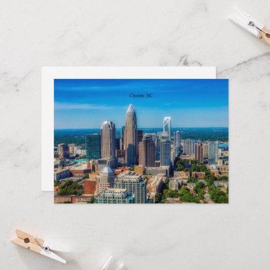 Charlotte, North Carolina cityscape Kaart (Voorkant / Achterkant in situ)
