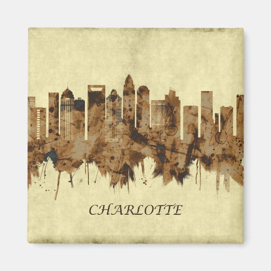 Charlotte North Carolina Cityscape Magneet (Voorkant)