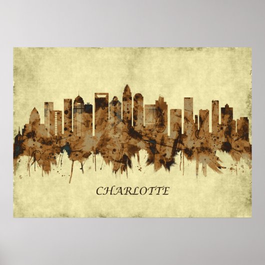 Charlotte North Carolina Cityscape Poster (Voorkant)