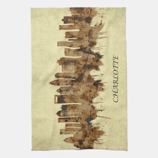 Charlotte North Carolina Cityscape Theedoek (Verticaal)