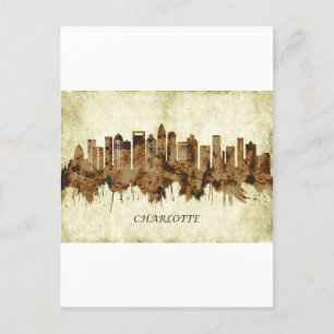 Charlotte North Carolina Cityscape Uitnodiging Briefkaart
