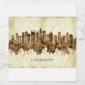 Charlotte North Carolina Cityscape Wijn Etiket (Enkel label)