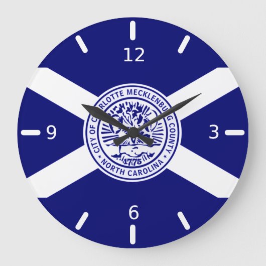 Charlotte (North Carolina) flag Large Clock Grote Klok (Voorkant)