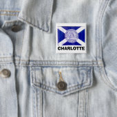 Charlotte North Carolina Flag Vierkante Button 5,1 Cm (In situ)