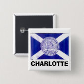 Charlotte North Carolina Flag Vierkante Button 5,1 Cm (Voorkant /achterkant)