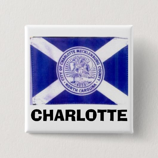 Charlotte North Carolina Flag Vierkante Button 5,1 Cm (Voorkant)