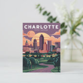 Charlotte North Carolina Illustratie Briefkaart (Staand voorkant)
