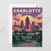 Charlotte North Carolina Illustratie Briefkaart (Voorkant / Achterkant)