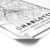 Charlotte - North Carolina Ligth City Map Foto Afdruk (Hoek)