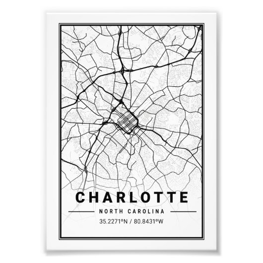 Charlotte - North Carolina Ligth City Map Foto Afdruk (Voorkant)