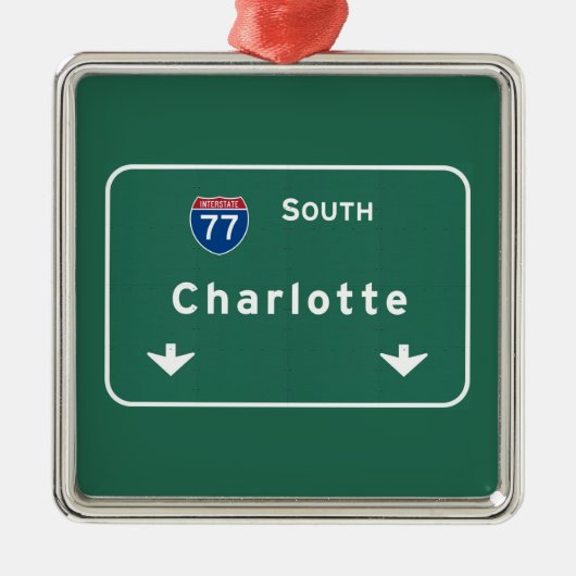 Charlotte North Carolina nc Interstate Highway : Metalen Ornament (Voorkant)