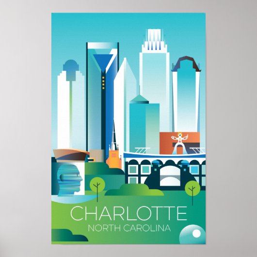 Charlotte, North Carolina Print (Voorkant)