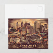 Charlotte, North Carolina,  Retro Briefkaart (Voorkant / Achterkant)