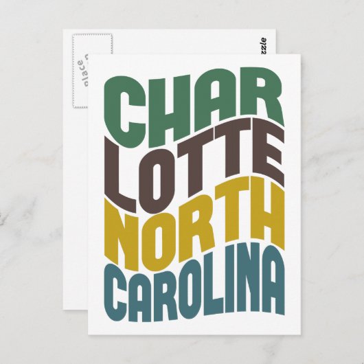 Charlotte North Carolina Retro Wave Briefkaart (Voorkant / Achterkant)