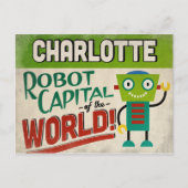 Charlotte North Carolina Robot - Funny  Briefkaart (Voorkant)