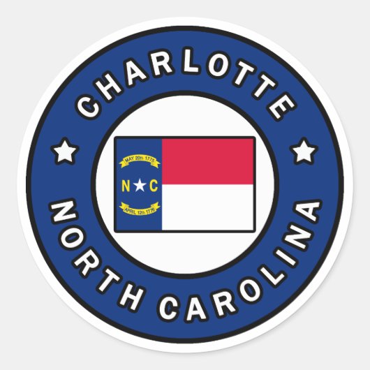 Charlotte North Carolina Ronde Sticker (Voorkant)