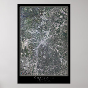 Charlotte North Carolina Satellite Poster Map