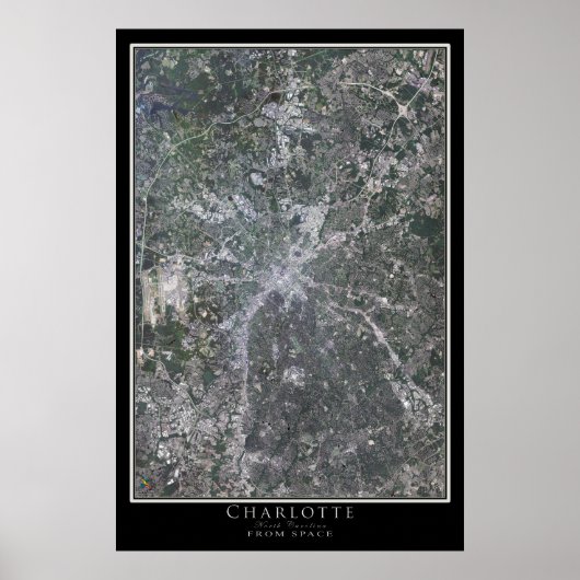 Charlotte North Carolina Satellite Poster Map (Voorkant)