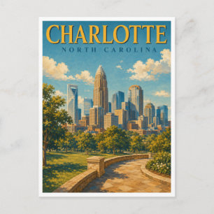 Charlotte North Carolina Silhouette GeoSaga Briefkaart