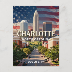 Charlotte North Carolina Silhouette Reizen Briefkaart
