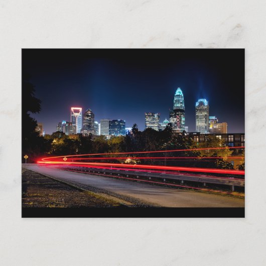charlotte North carolina skyline avond Briefkaart (Voorkant)