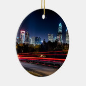 charlotte North carolina skyline avond Keramisch Ornament (Rechts)