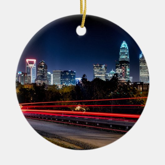 charlotte North carolina skyline avond Keramisch Ornament (Voorkant)