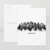 Charlotte North Carolina Skyline BW Feestdagenkaart (Voorkant / Achterkant)