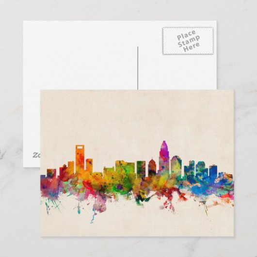 Charlotte North Carolina Skyline Cityscape Briefkaart (Voorkant / Achterkant)