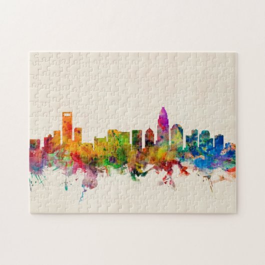 Charlotte North Carolina Skyline Cityscape Legpuzzel (Horizontaal)